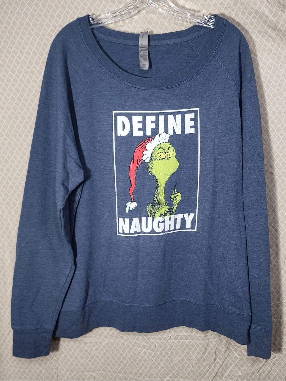 The Grinch Christmas Sweatshirt 'Define Naughty'  Blue Women's 2XL Used
